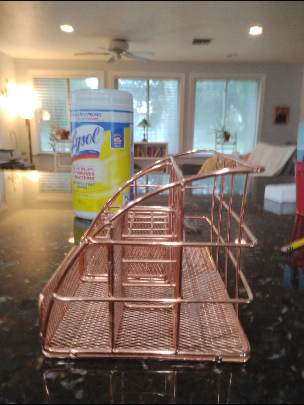 Rose Gold Mesh Desk Organizer